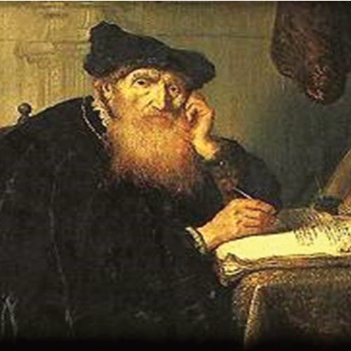 painting of man writing